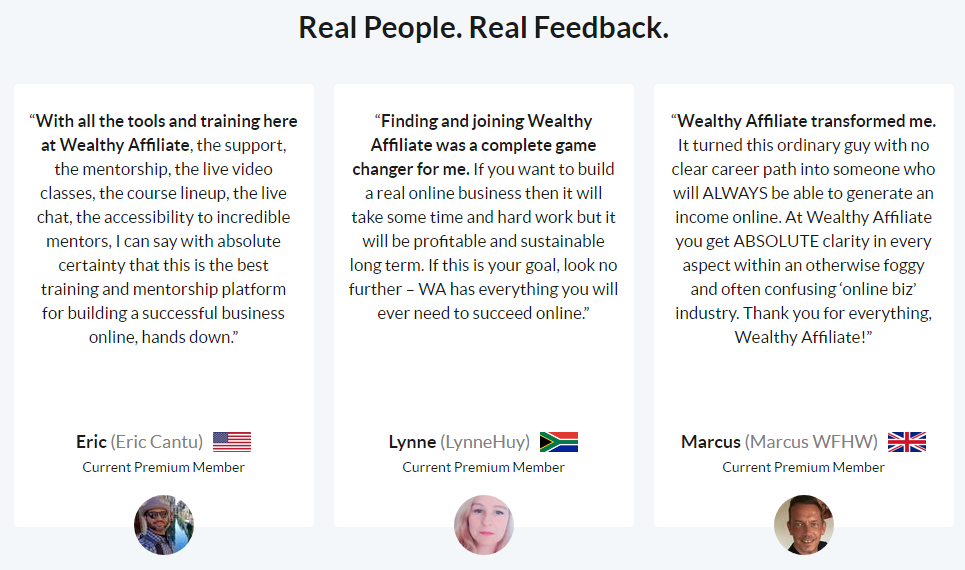 Wealthy Affiliate Review - Real People with real testimonials about Wealthy Affiliate