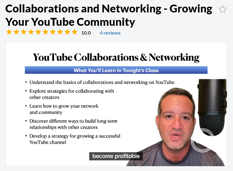 Wealthy Affiliate training on Networking and collaborating on YouTube