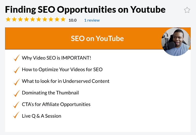 Wealthy Affiliate training on SEO for YouTube