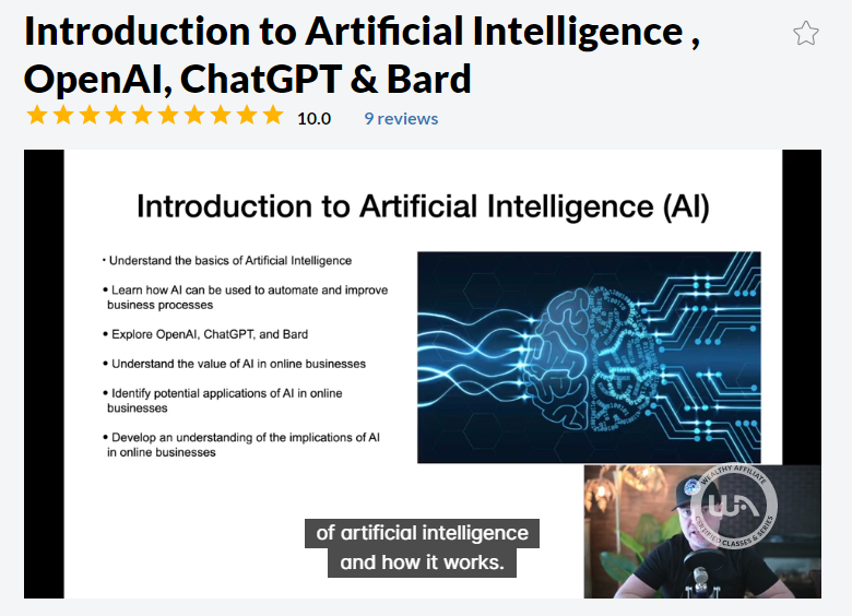 screenshot of a video training on using AI and ChatGPT in your online business presented by Kyle Loudon, founder of the Wealthy Affiliate Platform