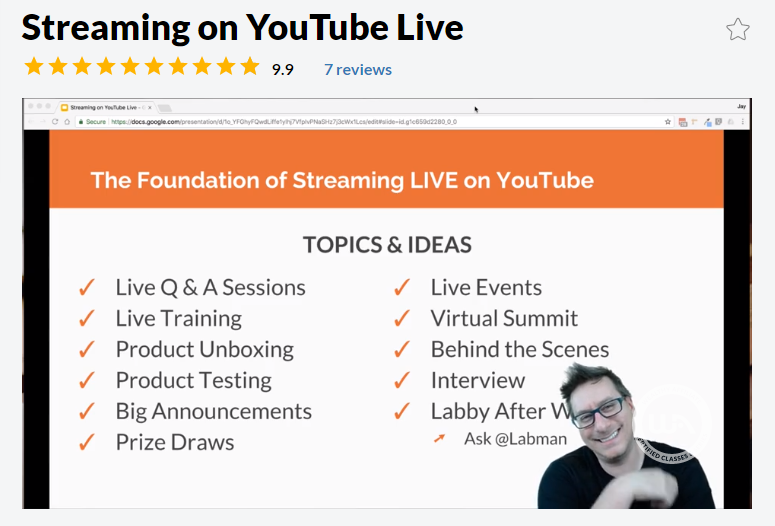 Wealthy Affiliate expert class on YouTube Live