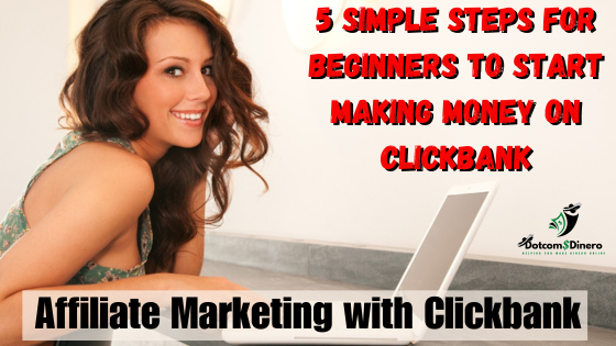 affiliate marketing with Clickbank featured image - Young lady working at her laptop with a big smile as she is making money with Clickbank