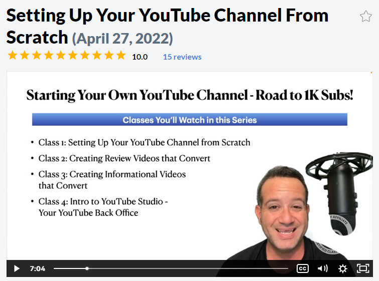 Wealthy Affiliate training on how to set up your YouTube channel from scratch