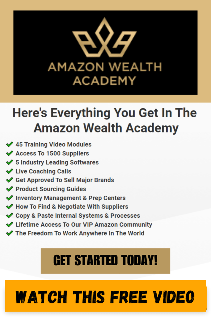 Amazon Wealthy Academy Banner with features of the program