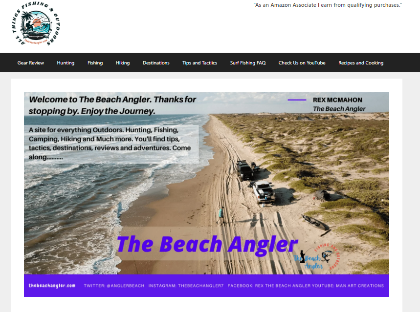 Screenshot of thebeachangler.com home page